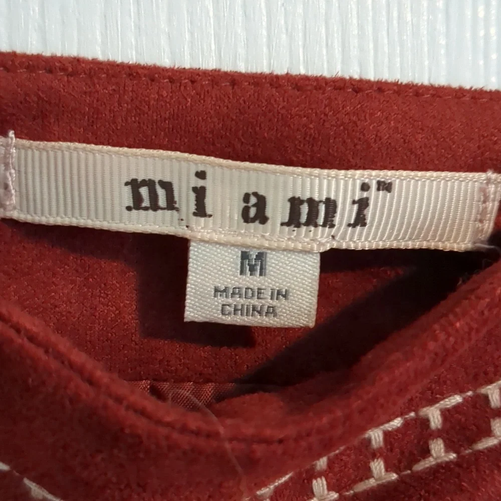 Miami (francesca's), burnt orange skirt embroidered, size Medium - Picture 3 of 4